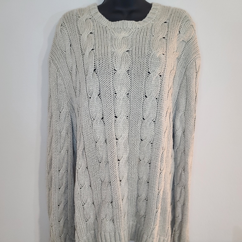 Vintage Polo By Ralph Lauren Blue Label Pullover Cable Knit 100% Silk Tan Sz Xl